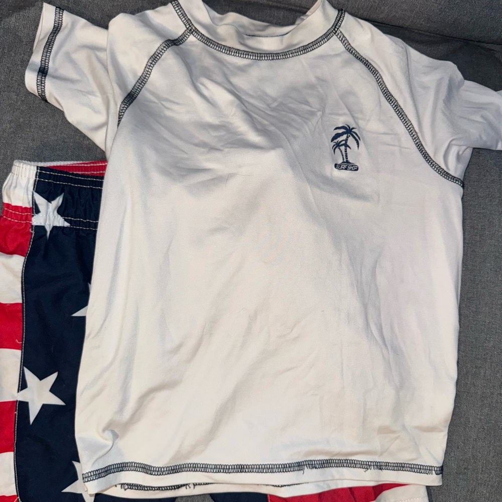 White T-Shirt with Palm Tree Logo